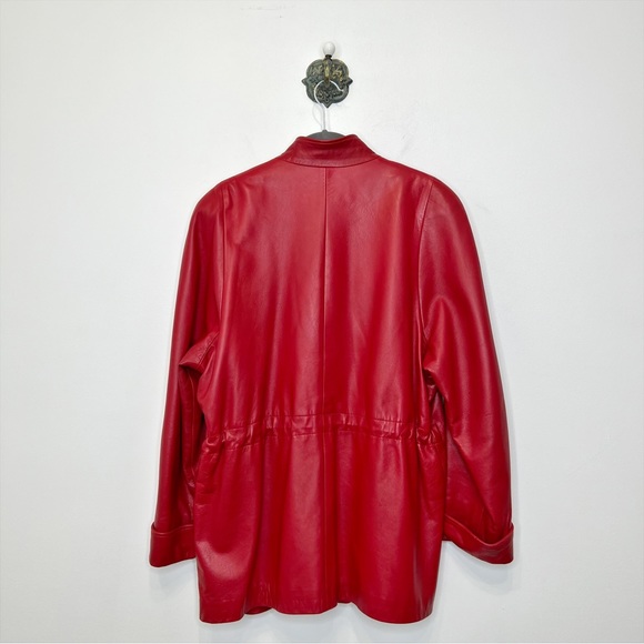 Carl W. Herrmann Pittsburgh Lyn Vintage Red Leather Cinch Waist Coat Women’s 10 - Picture 4 of 17